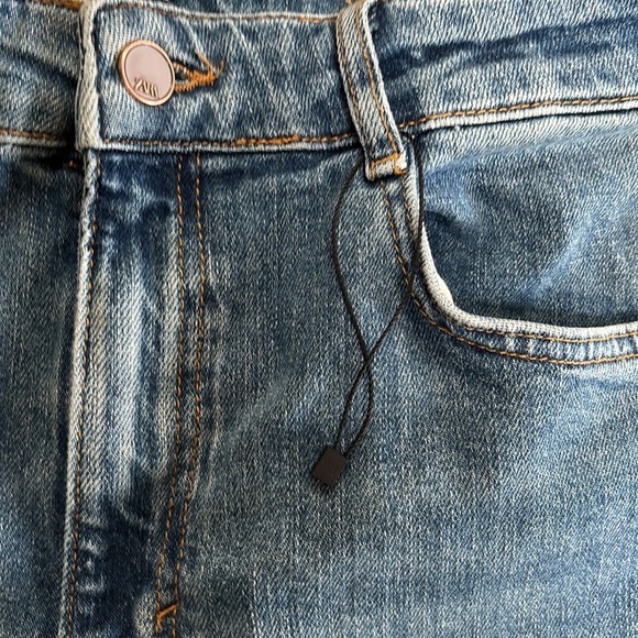 Zara Mid Rise Jeans Women’s Stretch Denim Raw Hem Mid Blue 6147/121/427 Size 10 - Picture 7 of 12